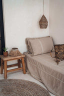 Housse de coussin en lin naturel à franges
