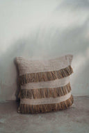 Housse de coussin Boho en coton et raphia