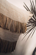 Housse de coussin Boho en coton et raphia