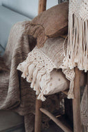 Housse de coussin Boho en coton et macramé