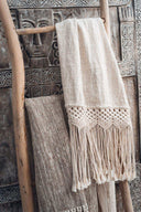 Plaid en coton et macramé bohème Bali